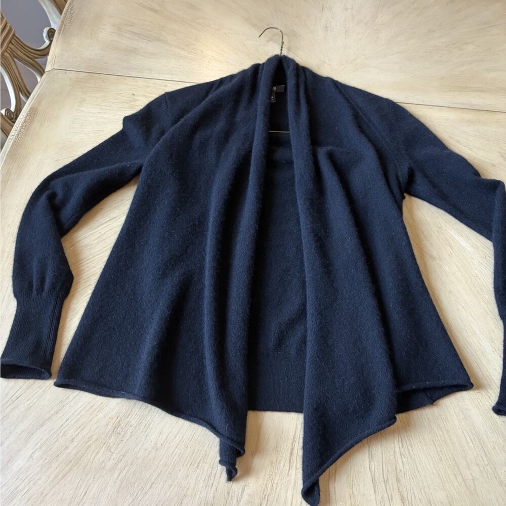 Aqua Cashmere Black Cardigan Sweater S Open Quiet Luxury Minimalist Lagenlook - Picture 7 of 11